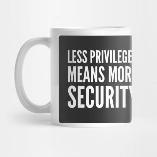 Cybersecurity Less Privileges Means More Security Black Background Mug